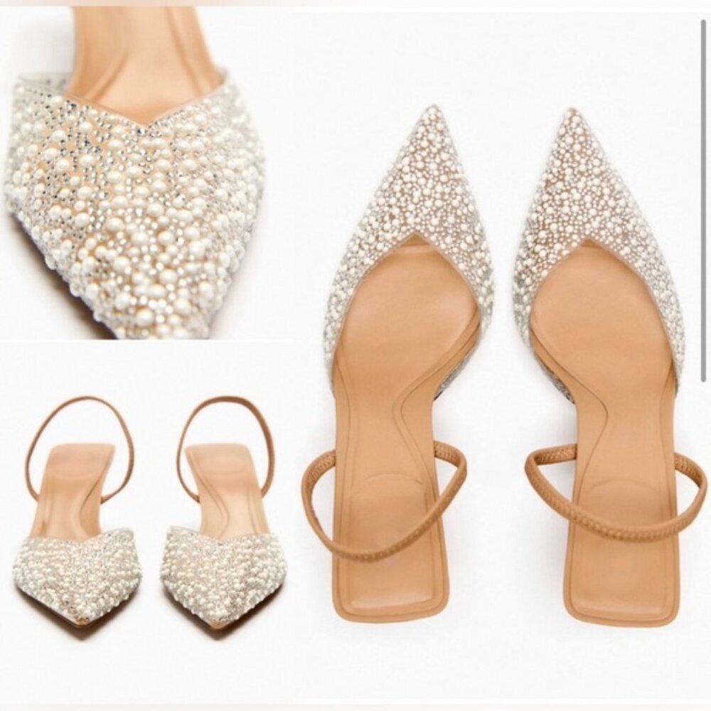 💎 Luxe Embellished Slingback Pointed Heels 💎 - Picture 4 of 5